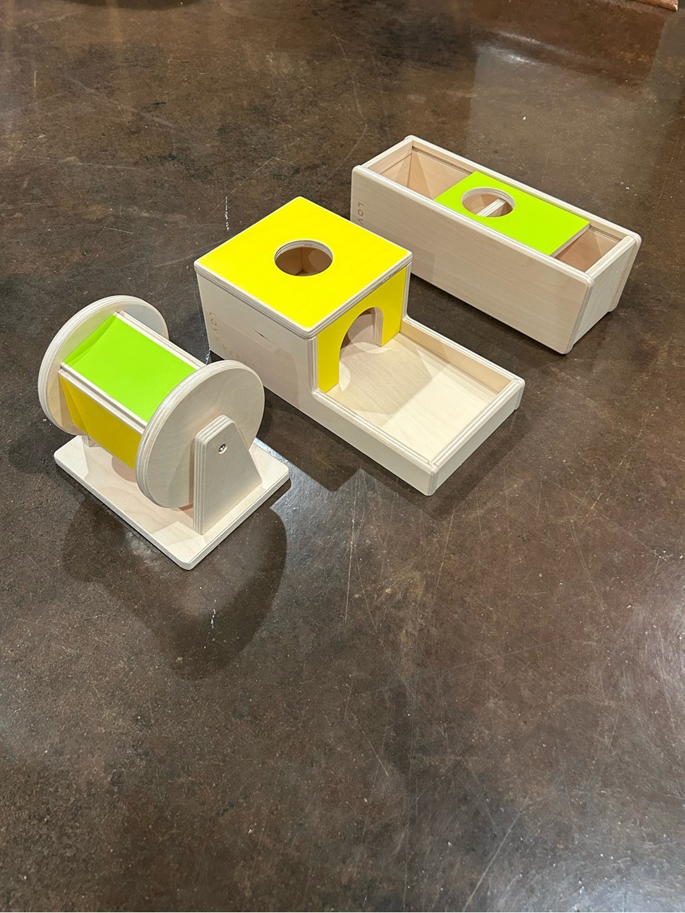 Lovevery Wooden Shape Sorting Learning Set in Yellow & Green - Kids Toys